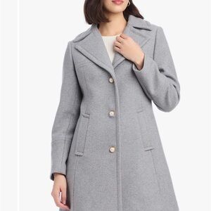 NWT Kate Spade Gray Wool Blend Coat with Pearl Buttons Large